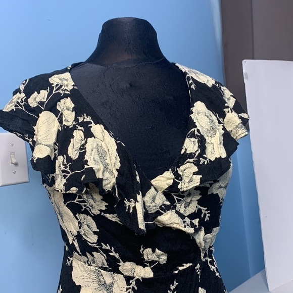 FREE PEOPLE FRENCH QUARTER MINI WRAP DRESS BLACK FLORAL PRINT | - Picture 8 of 11